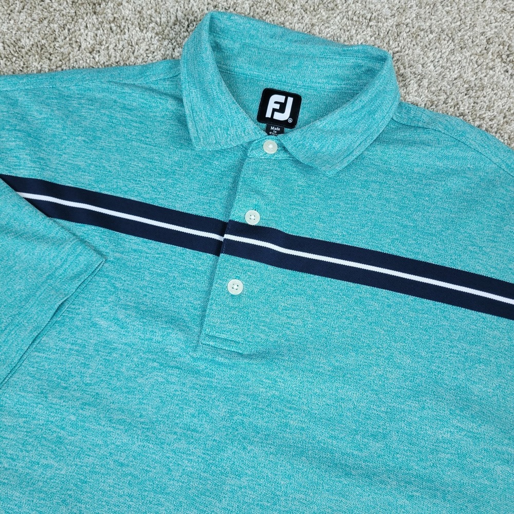 FootJoy Mens XL‎ Green Striped Performance Stretch Golf Polo Short Sleeve